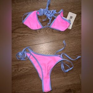 Pink and Lavender Trim Bikini Set